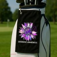 Leopard Sunflower Overdose Awareness Month Purple Ribbon Golf Towel thumb 2