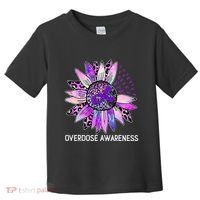 Leopard Sunflower Overdose Awareness Month Purple Ribbon Toddler T-Shirt thumb 0