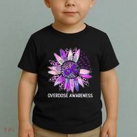 Leopard Sunflower Overdose Awareness Month Purple Ribbon Toddler T-Shirt thumb 2