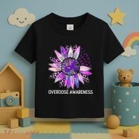 Leopard Sunflower Overdose Awareness Month Purple Ribbon Toddler T-Shirt thumb 3