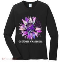 Leopard Sunflower Overdose Awareness Month Purple Ribbon Women's Long Sleeve Shirt thumb 0