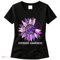 Leopard Sunflower Overdose Awareness Month Purple Ribbon Women's T-Shirt thumb 0