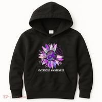 Leopard Sunflower Overdose Awareness Month Purple Ribbon Kids Hoodie thumb 0