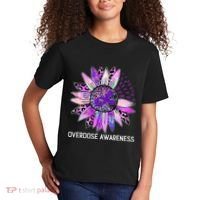 Leopard Sunflower Overdose Awareness Month Purple Ribbon Kids T-Shirt thumb 2