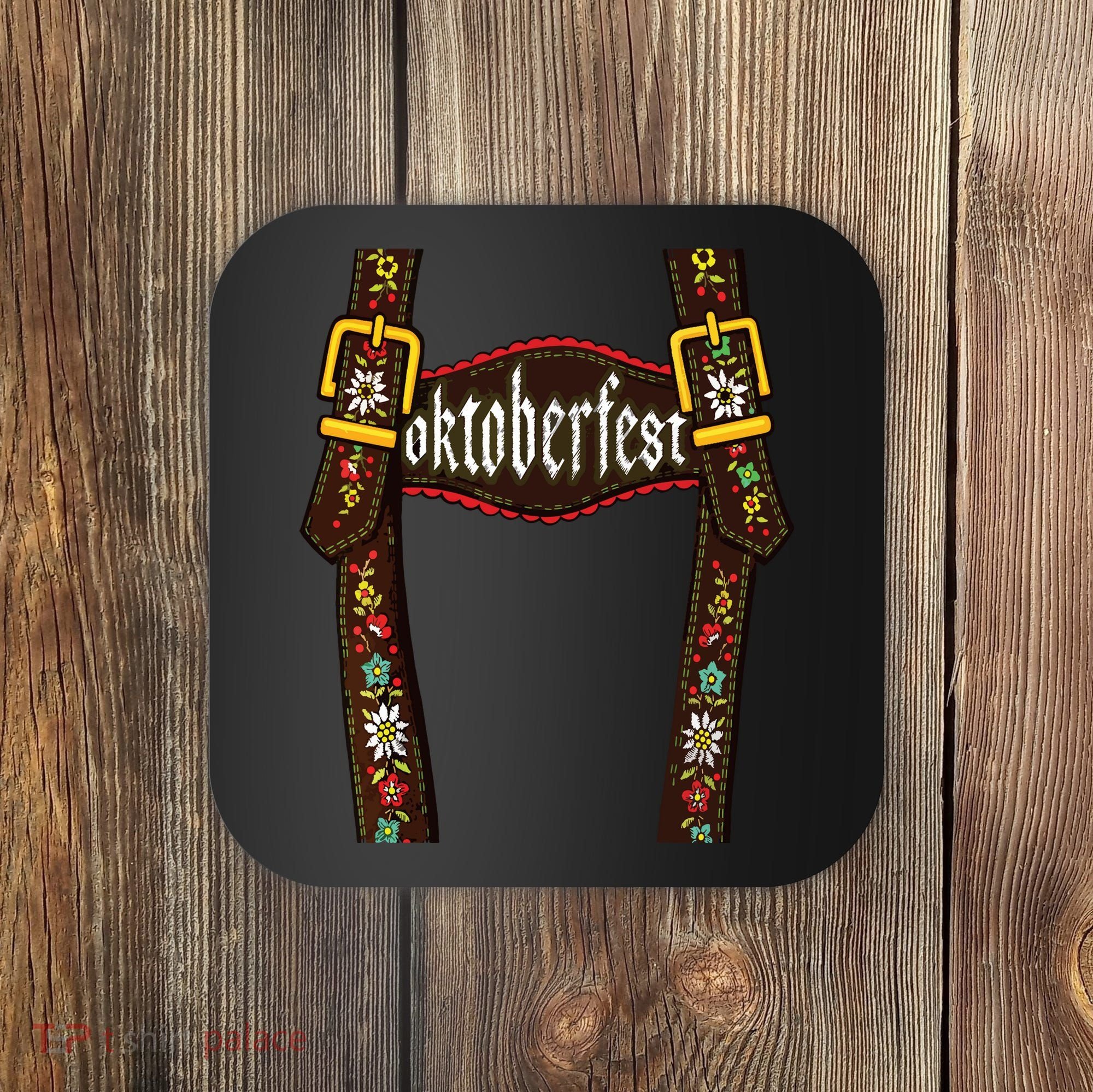 Lederhosen Suspenders Oktoberfest Bavarian Munich Beer Coaster