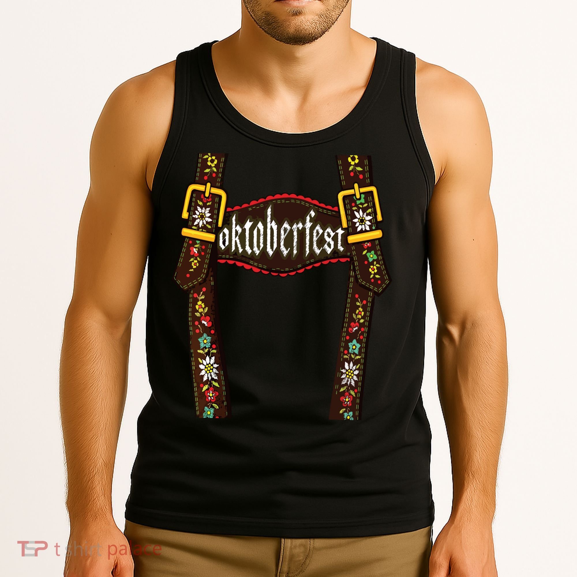 Lederhosen Suspenders Oktoberfest Bavarian Munich Beer Tank Top