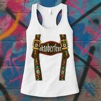 Lederhosen Suspenders Oktoberfest Bavarian Munich Women's Tank Top thumb 3