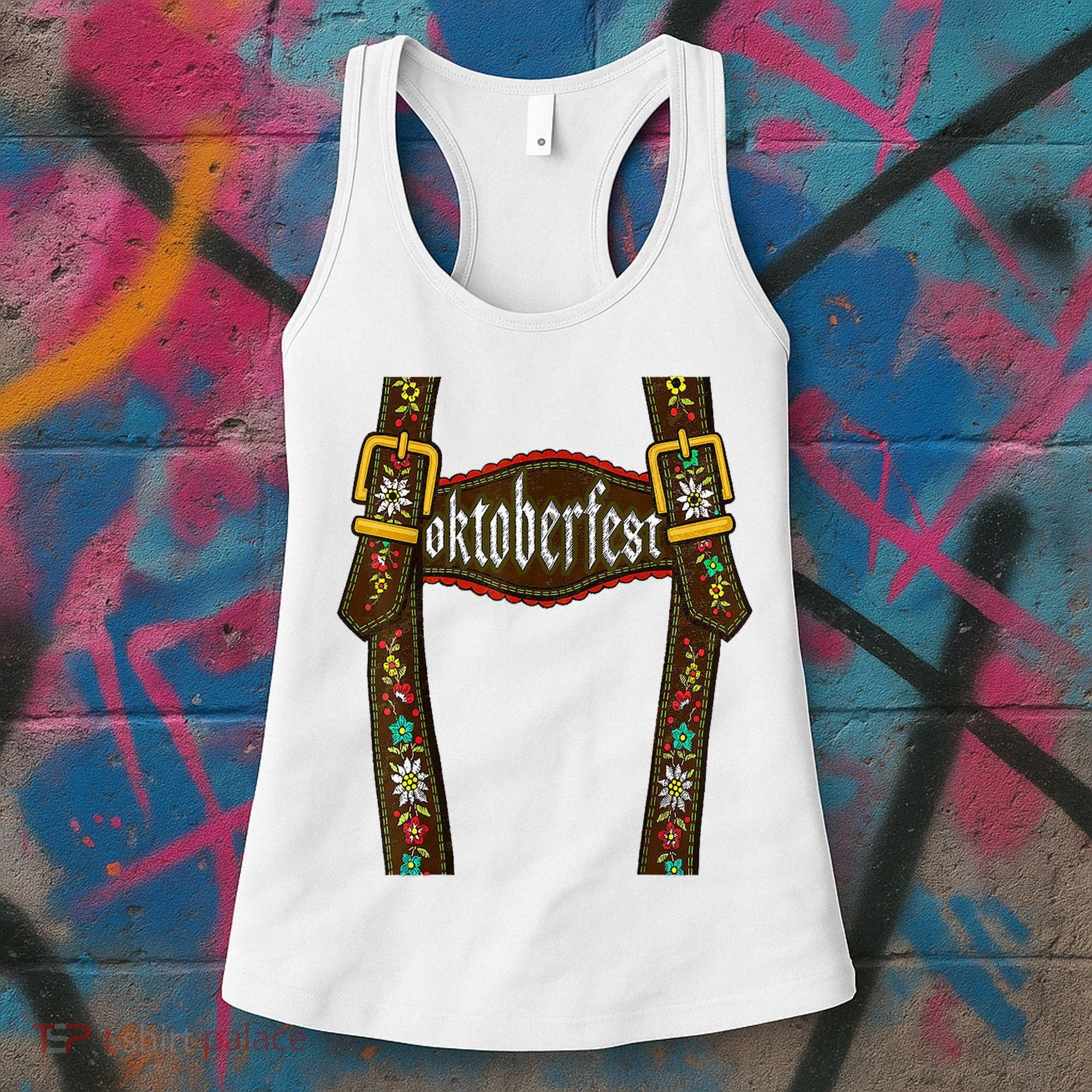 Lederhosen Suspenders Oktoberfest Bavarian Munich Women's Tank Top