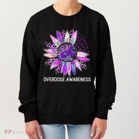 Leopard Sunflower Overdose Awareness Month Purple Ribbon Women's Sweatshirt thumb 0