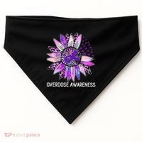 Leopard Sunflower Overdose Awareness Month Purple Ribbon USA-Made Doggie Bandana thumb 0