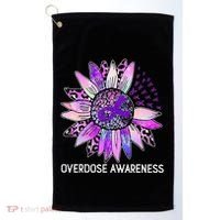 Leopard Sunflower Overdose Awareness Month Purple Ribbon Golf Towel thumb 0