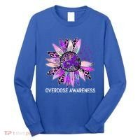 Leopard Sunflower Overdose Awareness Month Purple Ribbon Long Sleeve Shirt thumb 0