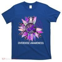 Leopard Sunflower Overdose Awareness Month Purple Ribbon T-Shirt thumb 0