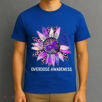 Leopard Sunflower Overdose Awareness Month Purple Ribbon T-Shirt thumb 3