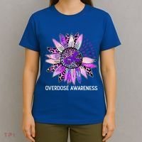 Leopard Sunflower Overdose Awareness Month Purple Ribbon T-Shirt thumb 4