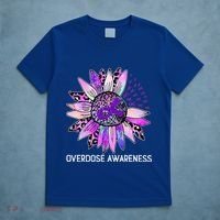 Leopard Sunflower Overdose Awareness Month Purple Ribbon T-Shirt thumb 5