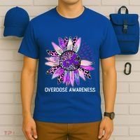 Leopard Sunflower Overdose Awareness Month Purple Ribbon T-Shirt thumb 6