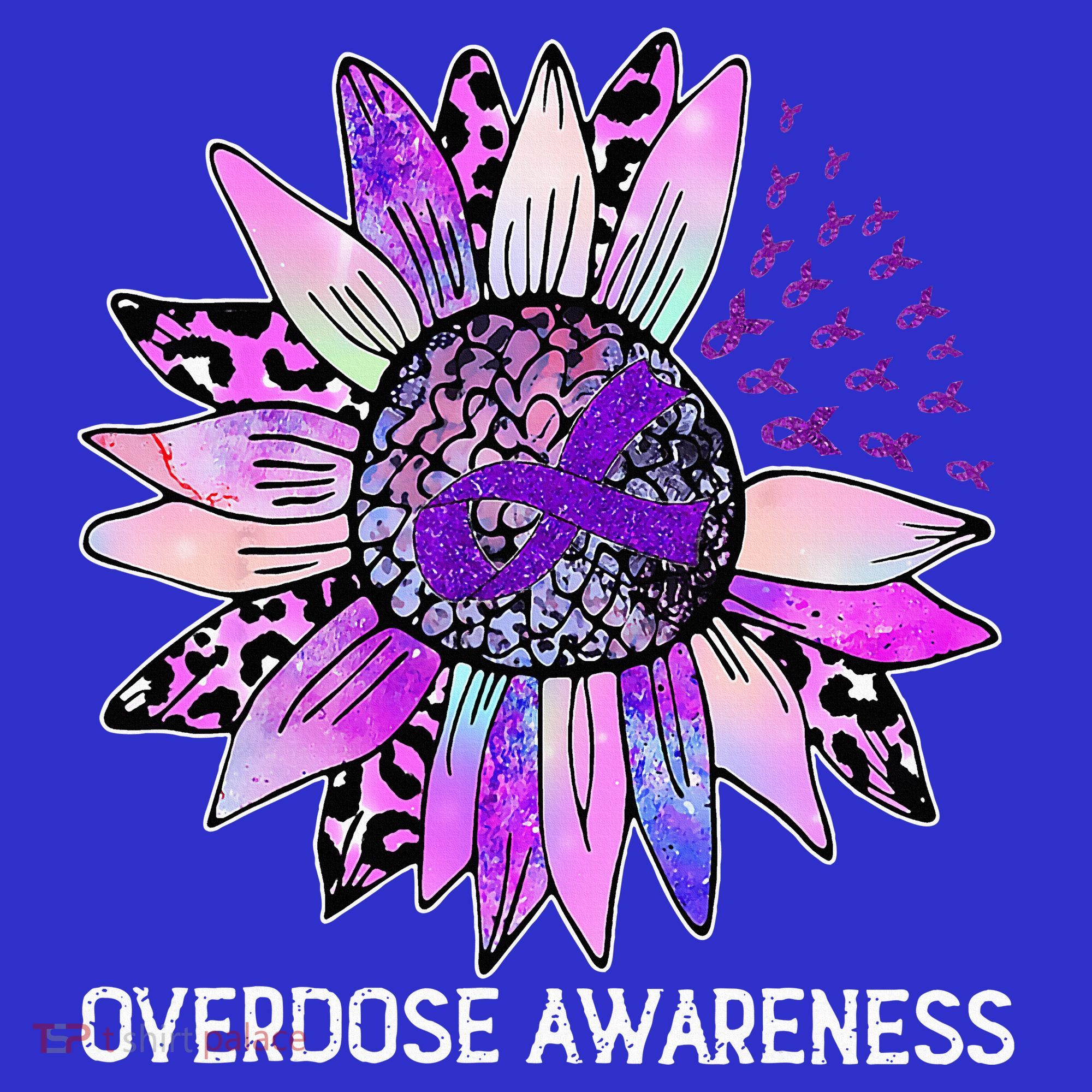 Leopard Sunflower Overdose Awareness Month Purple Ribbon Polo