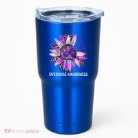 Leopard Sunflower Overdose Awareness Month Purple Ribbon Tumbler thumb 0
