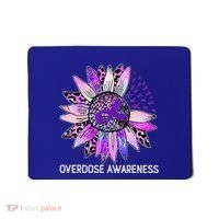 Leopard Sunflower Overdose Awareness Month Purple Ribbon Mousepad thumb 0