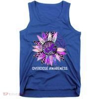 Leopard Sunflower Overdose Awareness Month Purple Ribbon Tank Top thumb 0