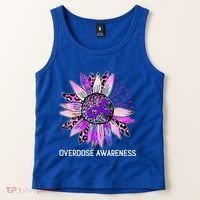 Leopard Sunflower Overdose Awareness Month Purple Ribbon Tank Top thumb 2