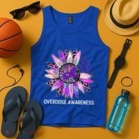 Leopard Sunflower Overdose Awareness Month Purple Ribbon Tank Top thumb 4
