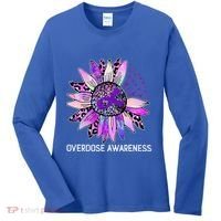 Leopard Sunflower Overdose Awareness Month Purple Ribbon Women's Long Sleeve Shirt thumb 0