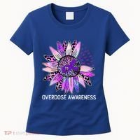 Leopard Sunflower Overdose Awareness Month Purple Ribbon Women's T-Shirt thumb 0