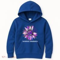 Leopard Sunflower Overdose Awareness Month Purple Ribbon Kids Hoodie thumb 0