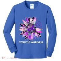 Leopard Sunflower Overdose Awareness Month Purple Ribbon Kids Long Sleeve Shirt thumb 0