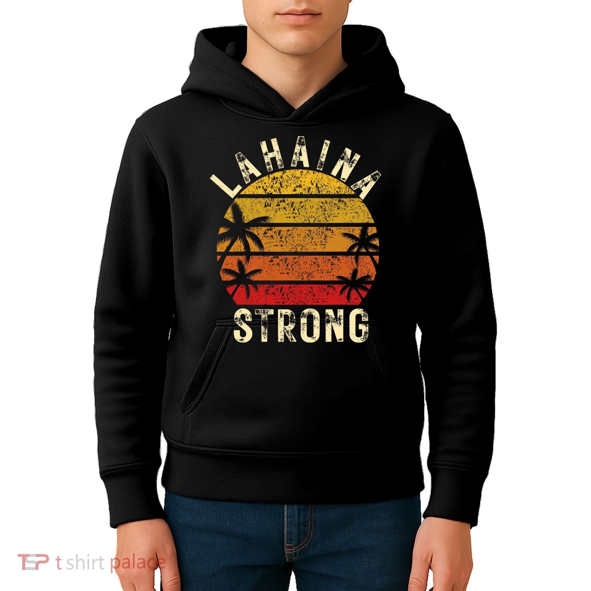 LAHAINA Strong Palm Trees Sunset Lahaina Hawaii Kids Hoodie