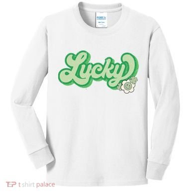 Lucky St PatrickS Day Retro Vintage Kids Long Sleeve Shirt