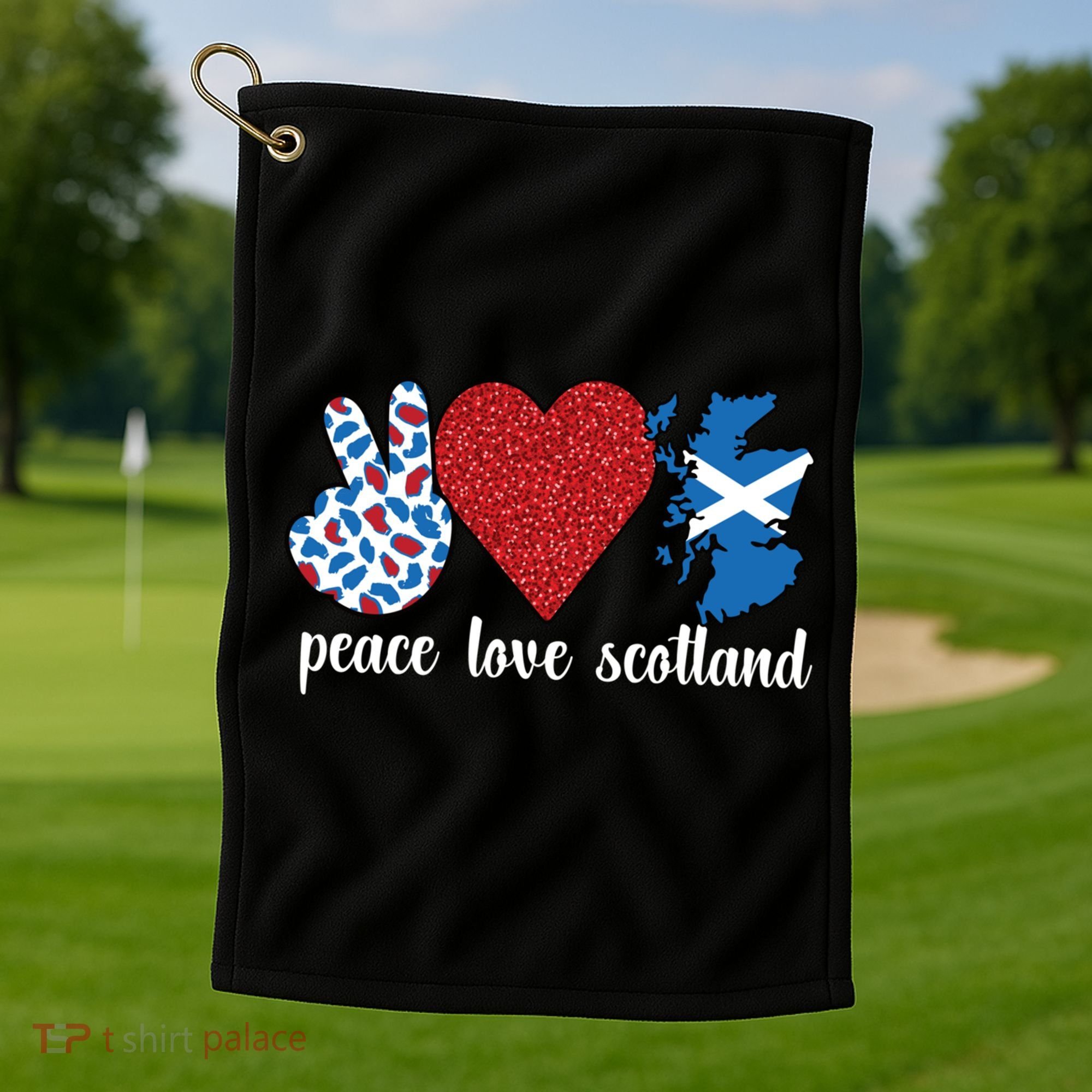 Love Scotland Proud Scottish Flag Scottish Roots Gift Golf Towel