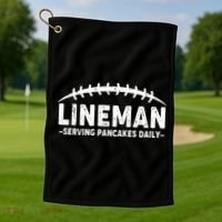 Lineman Serving Pancakes Daily Football Golf Towel thumb 1