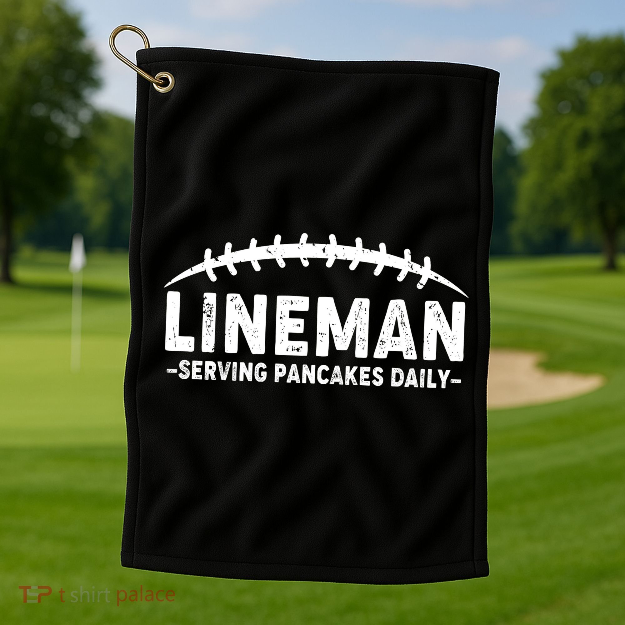 Lineman Serving Pancakes Daily Football Golf Towel