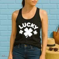 Lucky St Patricks Day Clover Festive Women's Tank Top thumb 2