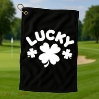 Lucky St Patricks Day Clover Festive Golf Towel thumb 1
