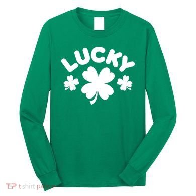 Lucky St Patricks Day Clover Festive Long Sleeve Shirt