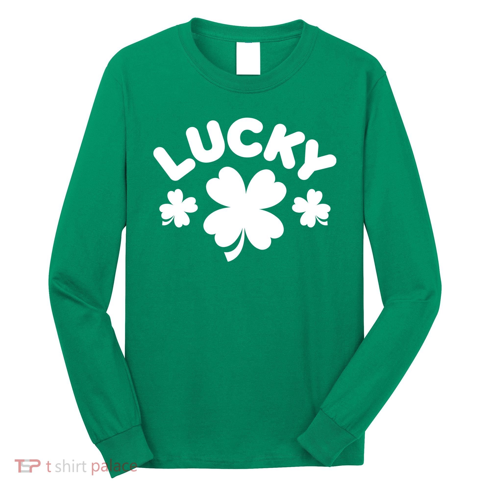 Lucky St Patricks Day Clover Festive Long Sleeve Shirt