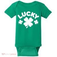 Lucky St Patricks Day Clover Festive Baby Bodysuit thumb 0