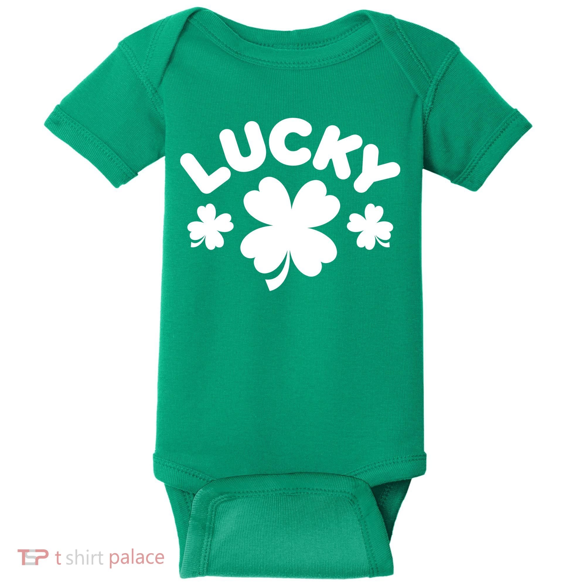 Lucky St Patricks Day Clover Festive Baby Bodysuit