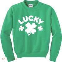 Lucky St Patricks Day Clover Festive Kids Sweatshirt thumb 0