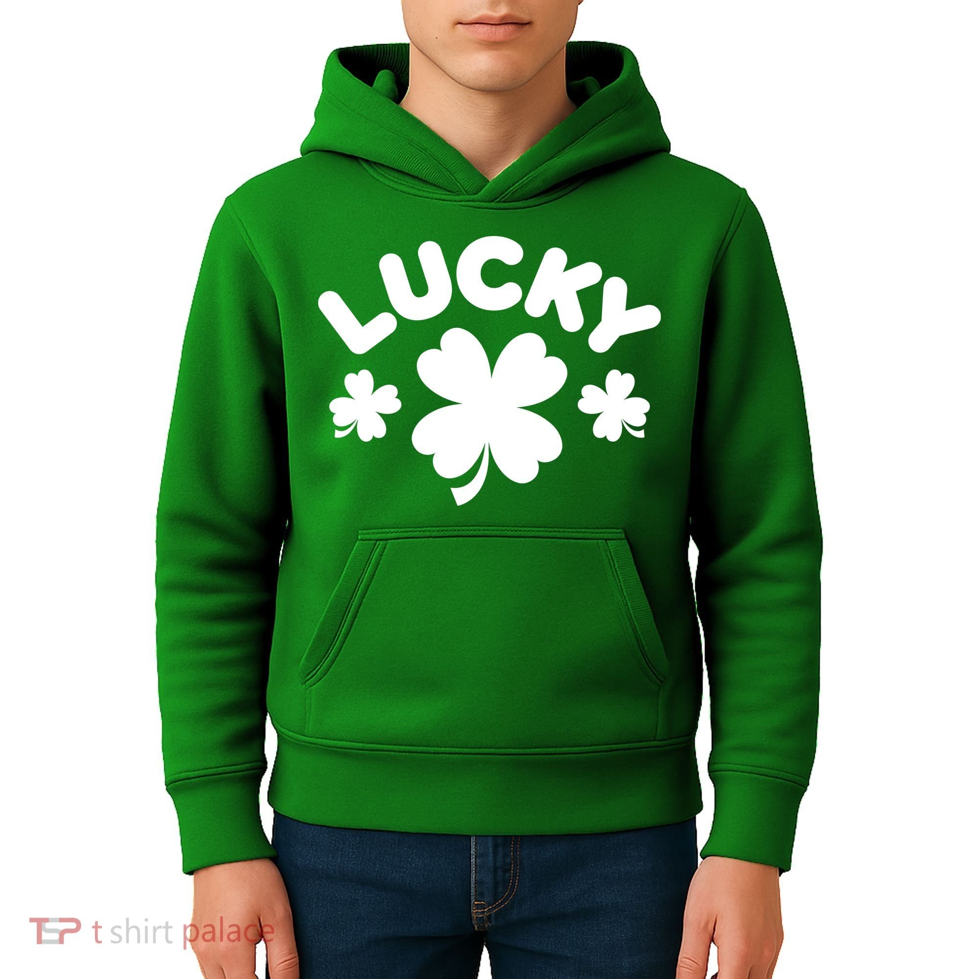 Lucky St Patricks Day Clover Festive Kids Hoodie