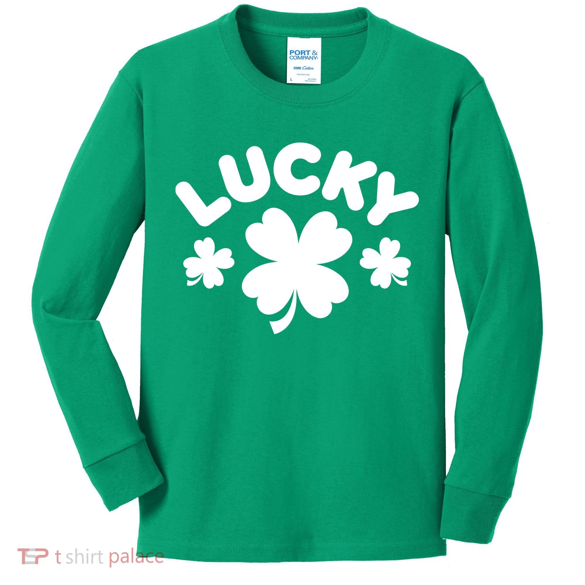 Lucky St Patricks Day Clover Festive Kids Long Sleeve Shirt