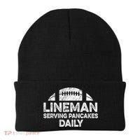 Lineman Serving Pancakes Daily Football Offensive Lineman Beanie thumb 0