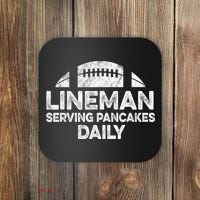 Lineman Serving Pancakes Daily Football Offensive Lineman Coaster thumb 0