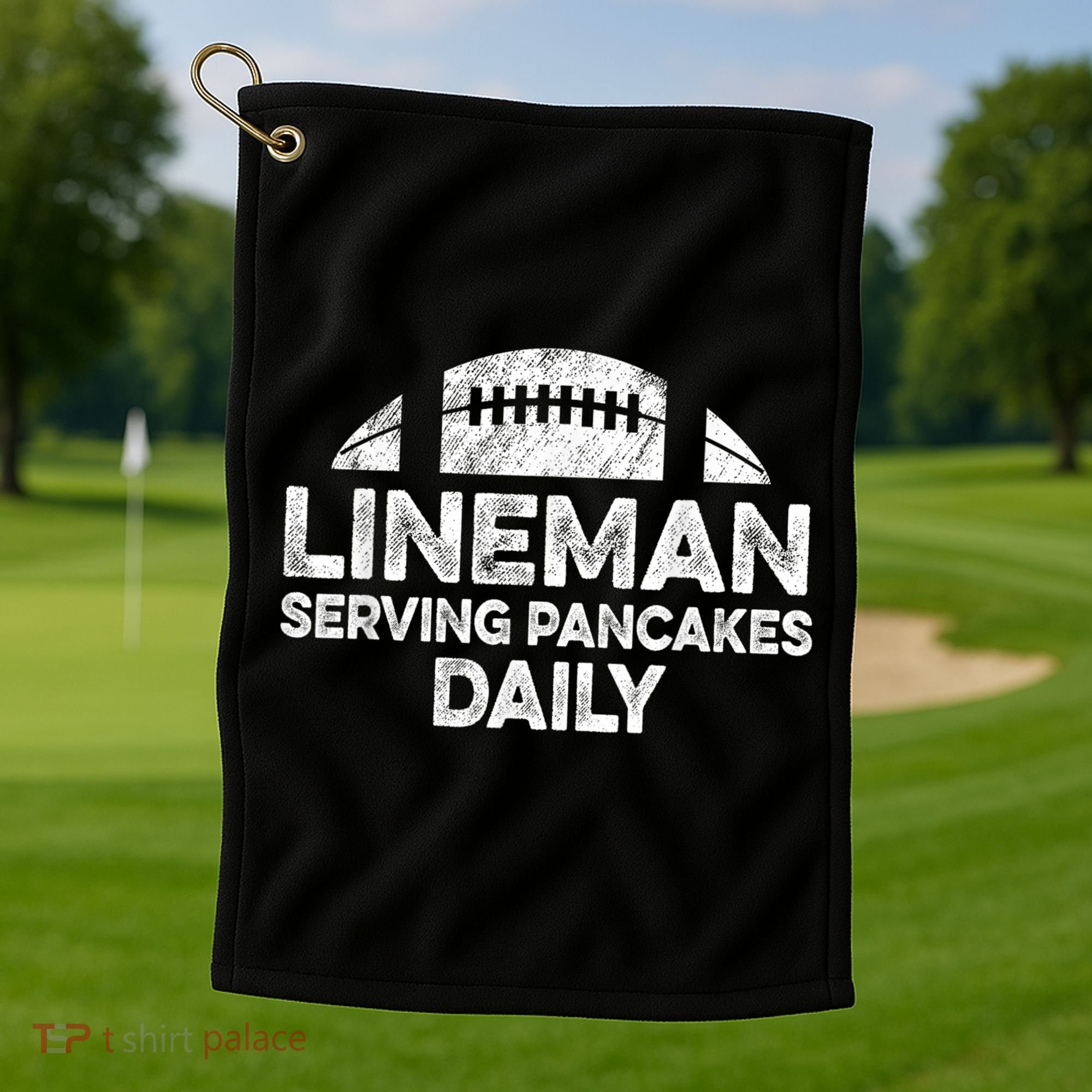 Lineman Serving Pancakes Daily Football Offensive Lineman Golf Towel