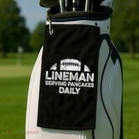 Lineman Serving Pancakes Daily Football Offensive Lineman Golf Towel thumb 2