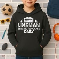 Lineman Serving Pancakes Daily Football Offensive Lineman Kids Hoodie thumb 2